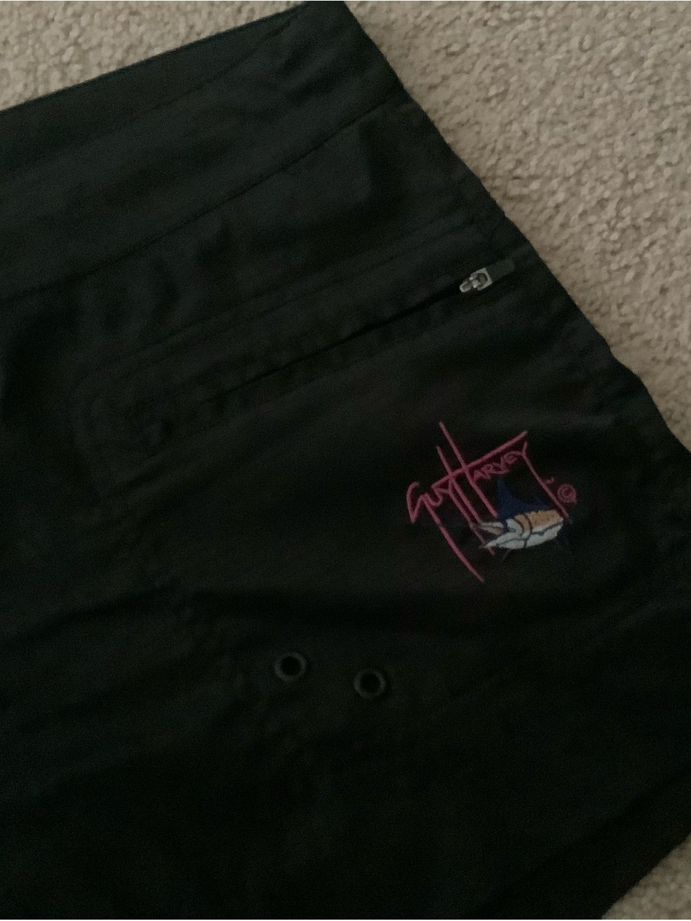 Guy Harvey Black Athletic Shorts with Pink and Blue Logo